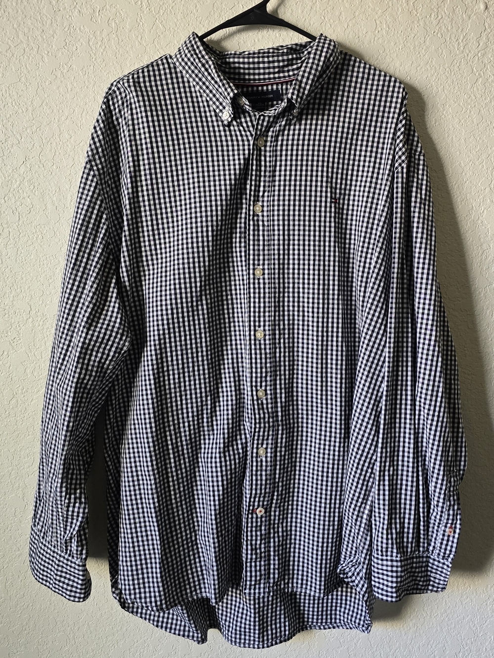 Tommy Hilfiger Navy and White Gingham Button-Down Shirt